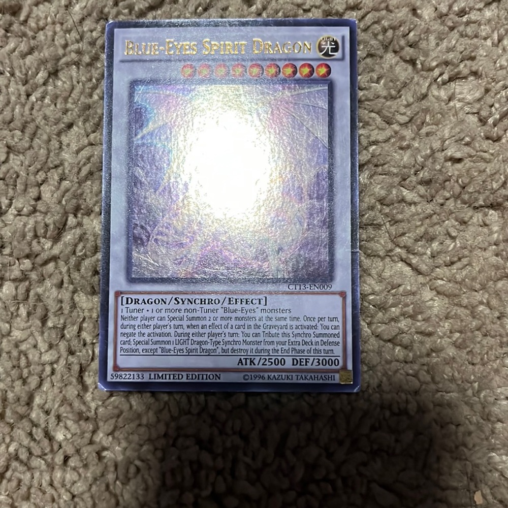 Rare blue eyes spirit dragon 1996 limited edition card great condition
